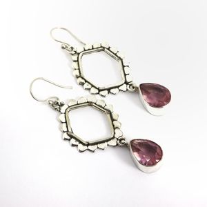 Sterling Silver .925 African Amethyst Earrings